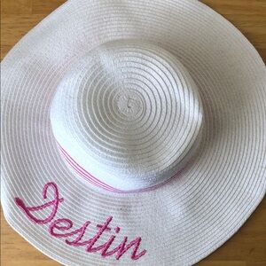 Woman’s shade shack Destin vacation White and Pink Sun Hat